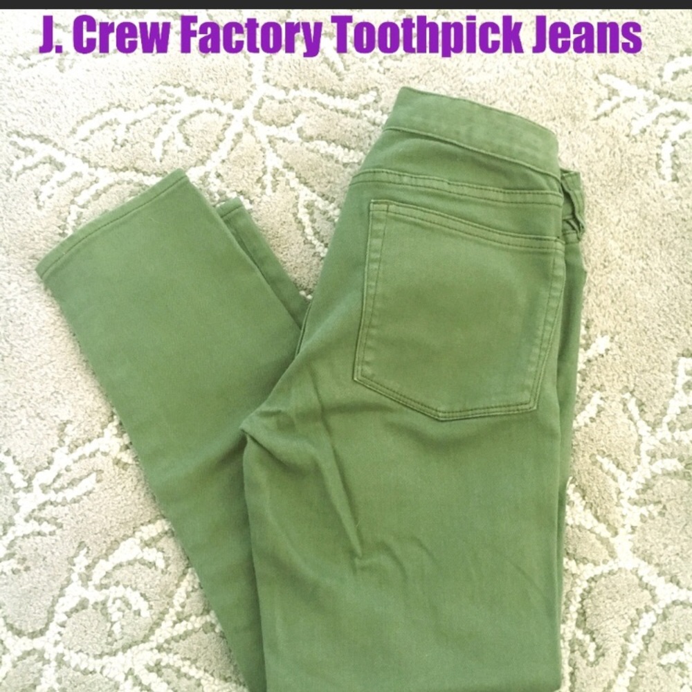 Army green jcrew tooth pick pants
